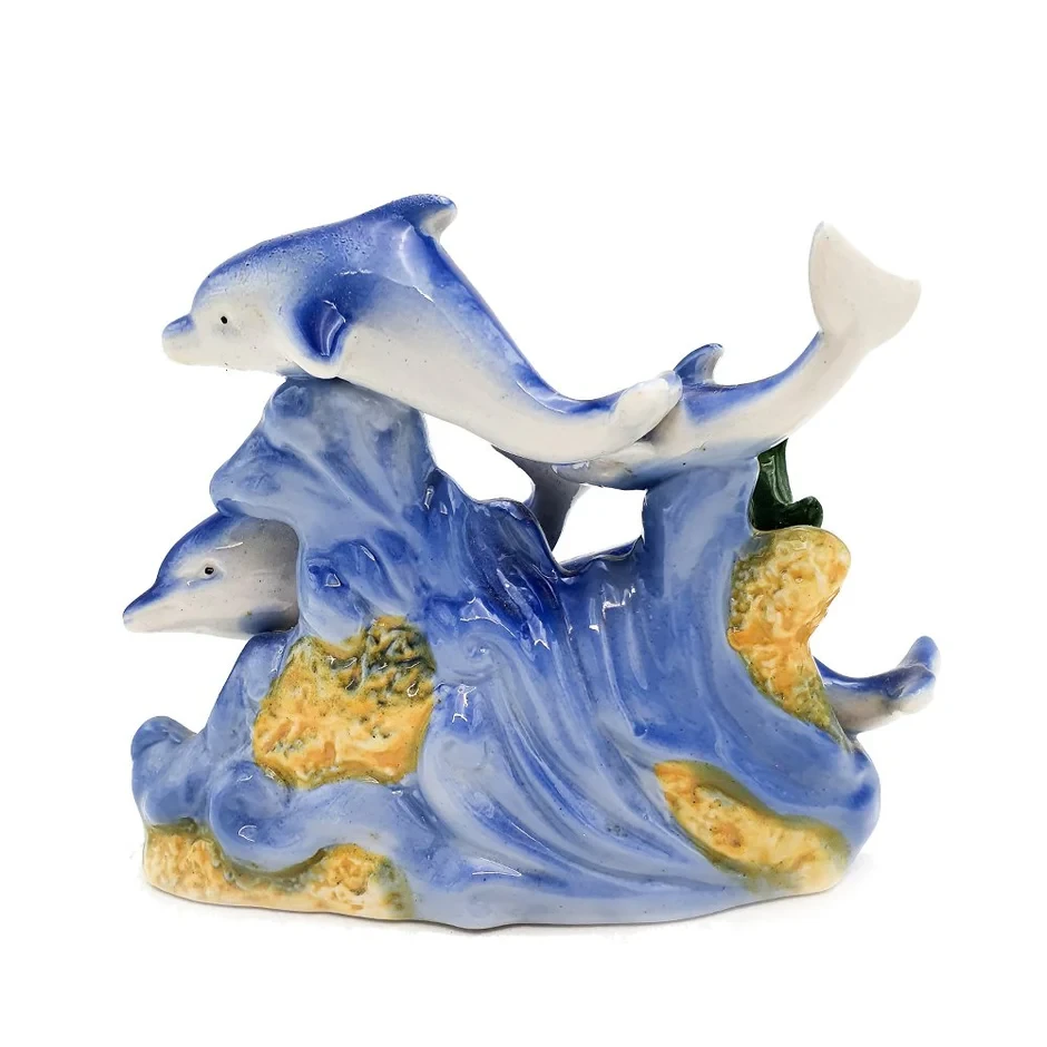 Crockery Ornament Dolphin Small Aqua