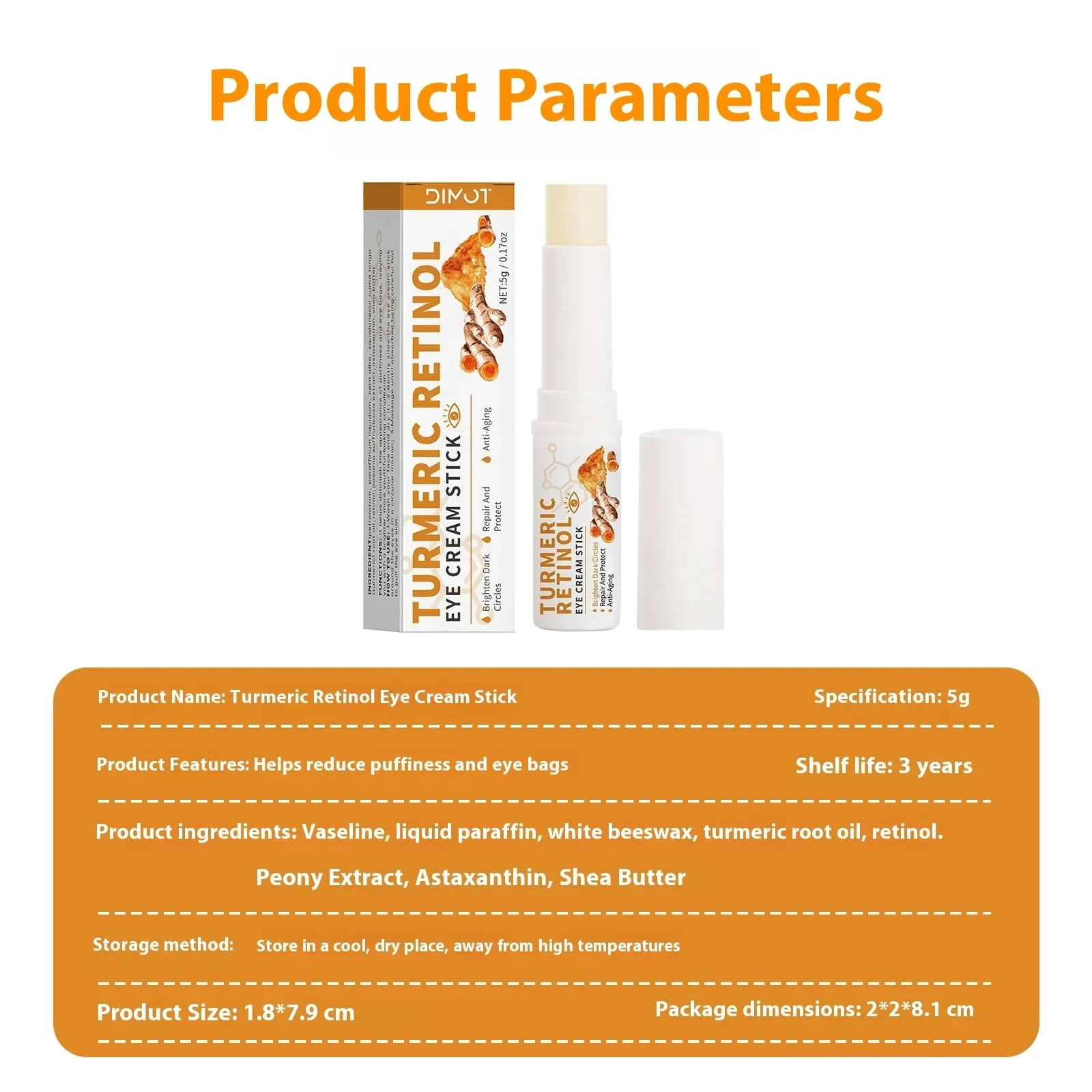 Fade Dark Circles Turmeric Eye Cream Stick 5g