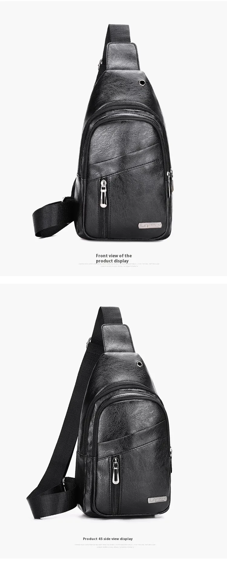 Men's Multi-layer Large Capacity Waterproof Pu Crossbody Shoulder Bag