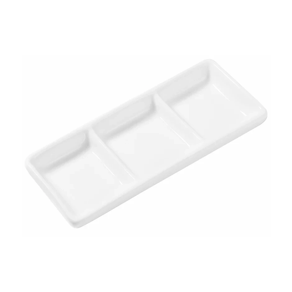 Crockery Sauce Dish Triple 15cmx6.5cmx2cm