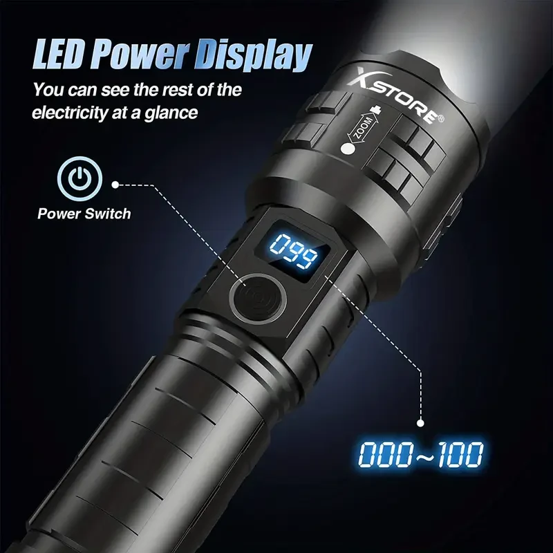 X.STORE Ultra Bright XHP70 LED Flashlight  Powerful, Rechargeable, and Versatile for All Your Lighting Needs