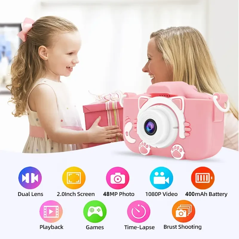 KIISDA Kids Camera  1080P HD, 48MP, Fun and Educational Gift for Young Photographers