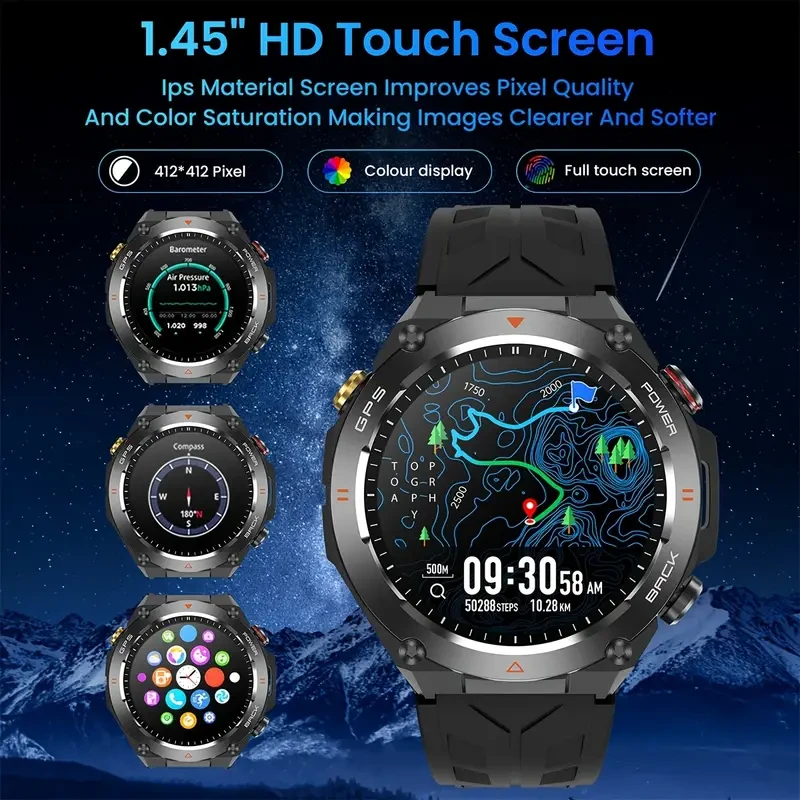 TAOPON GPS Outdoor Smartwatch  Ultimate Fitness Tracker with Wireless Calling, Waterproof Design, and 100+ Sports Modes