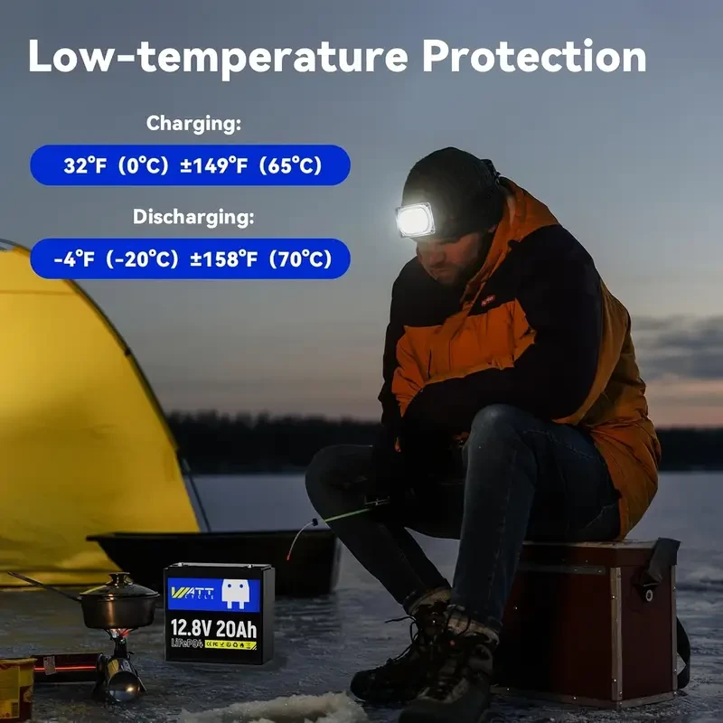 Wattcycle 12V 20Ah LiFePO4 Lithium Battery  Lightweight, High-Capacity Rechargeable Battery for Multiple Applications