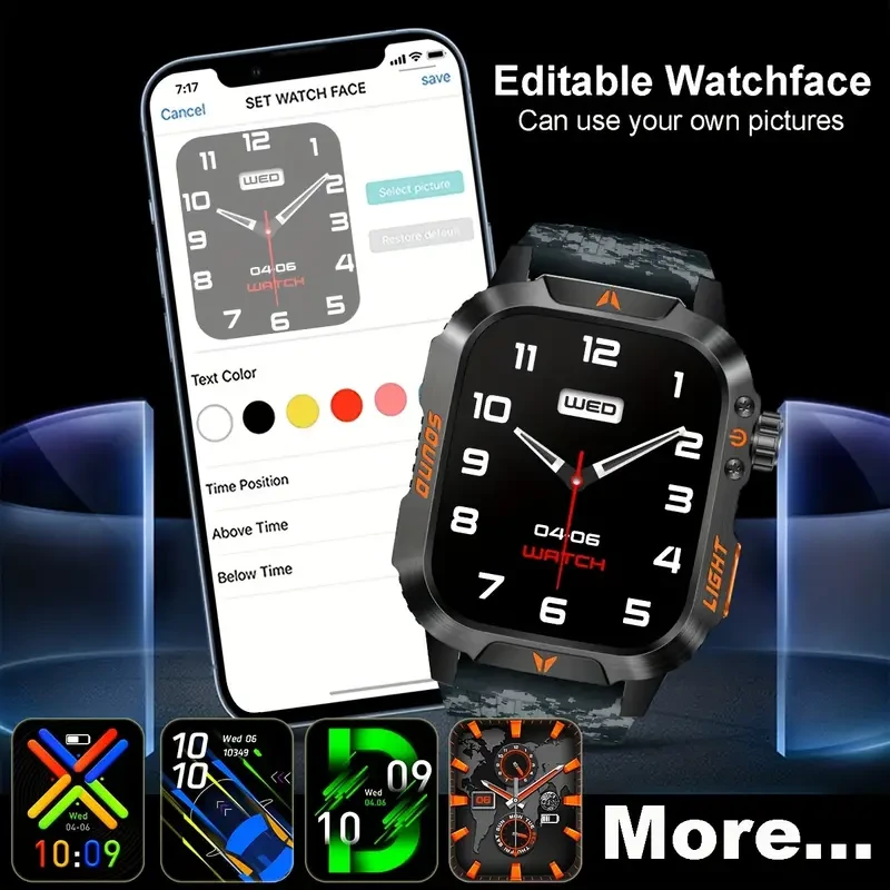 COIUSOR Stylish Square Mens Outdoor Sports Smart Watch