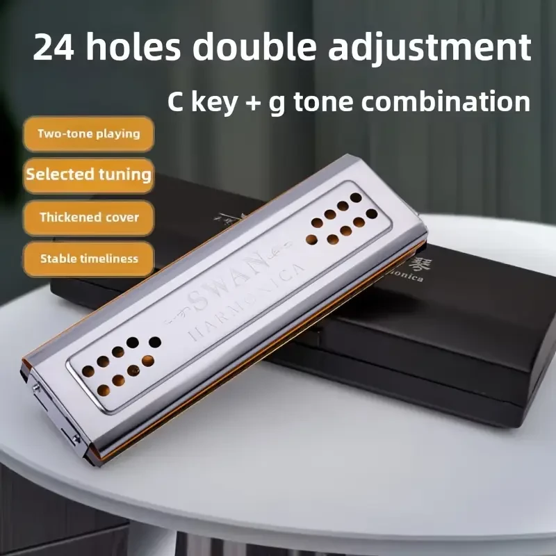 FF Bonfires 24-Hole Double-Sided C & G Key Professional Harmonica: Perfect for Beginners and Performers