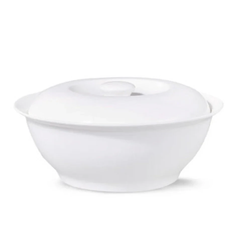 Crockery Tureen Pot with Cover White 9"