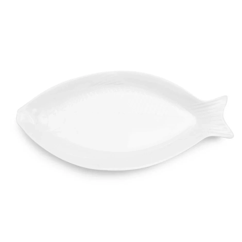 Crockery Fish Shape Plate White 13"