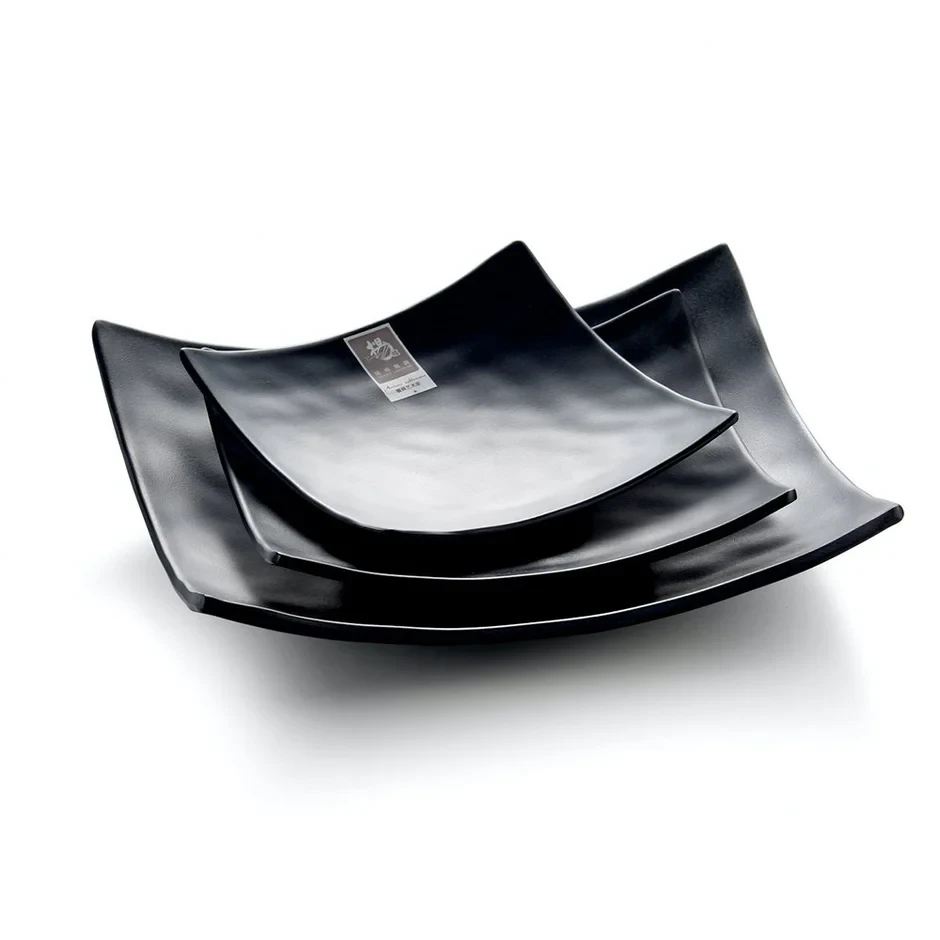 Melamine Square Platter Black 10"