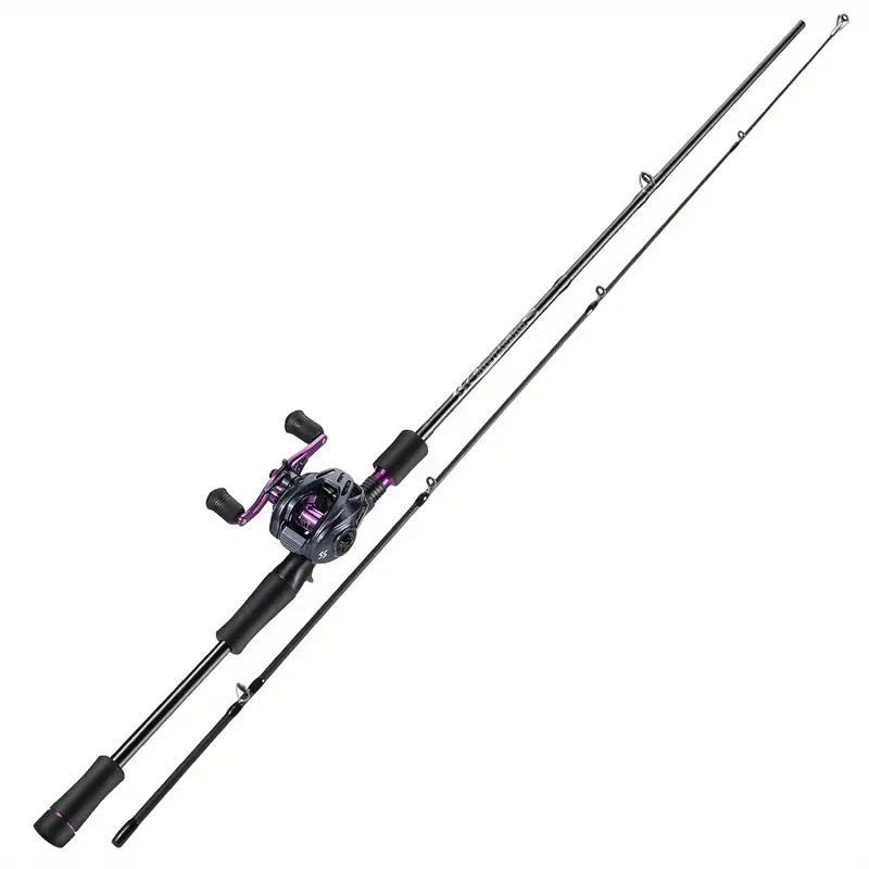 Sougayilang 2-Section Fishing Rod & Baitcasting Reel Set  Medium Power Carbon-Fibre Combo