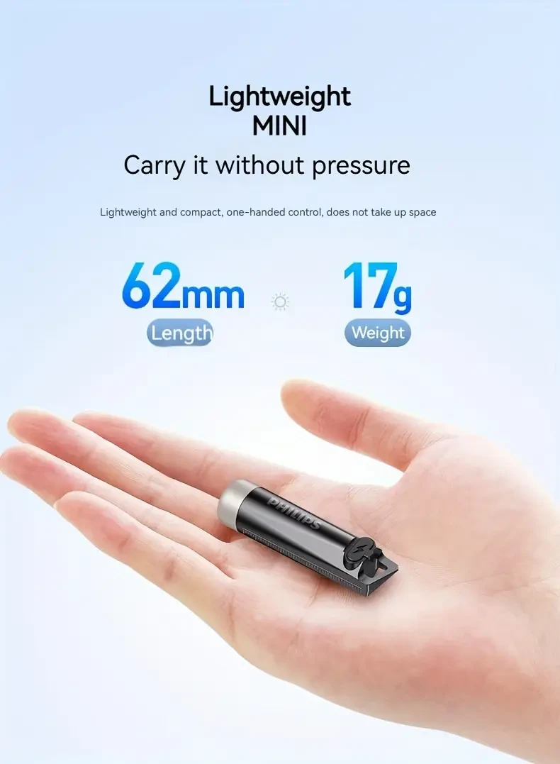 PHILIPS Bright Light Mini Flashlight  Compact Rechargeable LED Keychain Torch