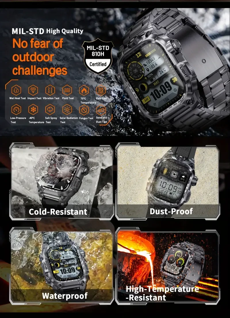 Aviwogr 2.01-Inch Outdoor Sports Smartwatch  Large Display, Fitness Tracking, and Wireless Connectivity