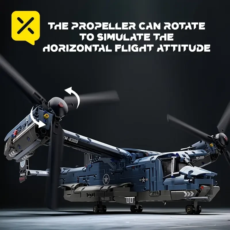 XINGYA YOUPIN 1486pcs Dynamic Tilt-Rotor Fighter Jet Building Block Model  1:72 Scale Collectible