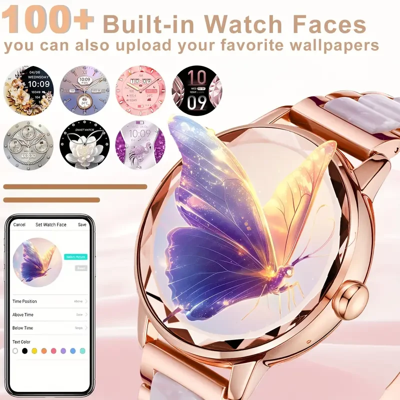 RESOPINDA 2025 Womens Smartwatch  Elegant Design with Health Tracking & Wireless Calling (Golden)