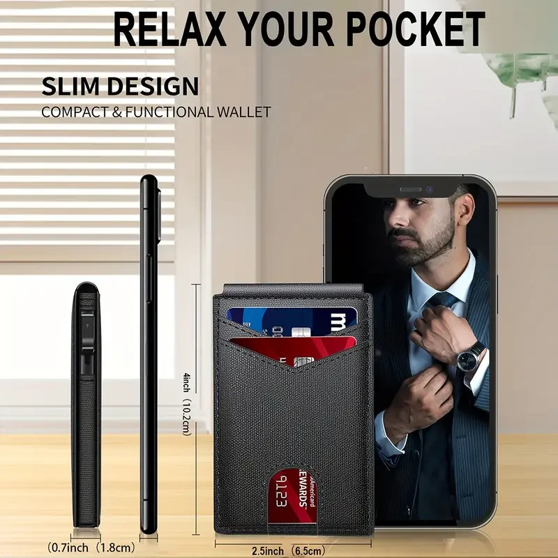 TANGMO E-Z Wallet  RFID-Blocking Pop-Up Card Holder for Men, Aluminum Alloy, Black