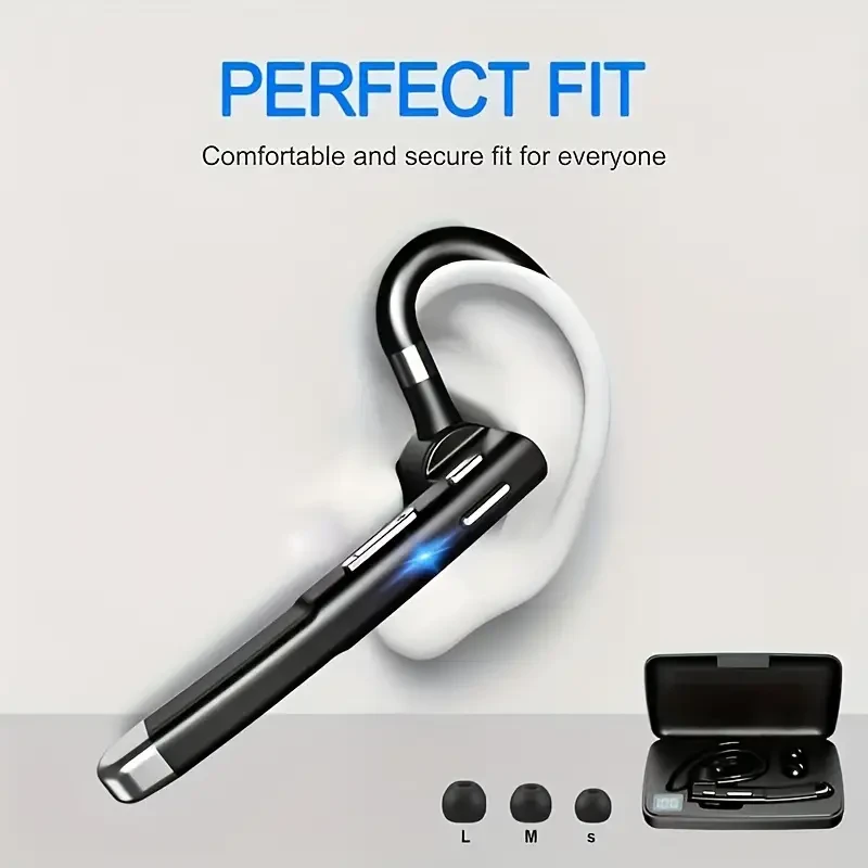 SENBOWE LED Digital Display Single-Ear Wireless Headset  Touch Control, Noise-Cancelling Mic & Type-C Charging