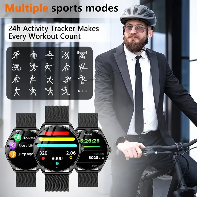 Fenke Ultra-Thin Voice Smartwatch  AMOLED HD Display, Wireless Calling & 100+ Sports Modes