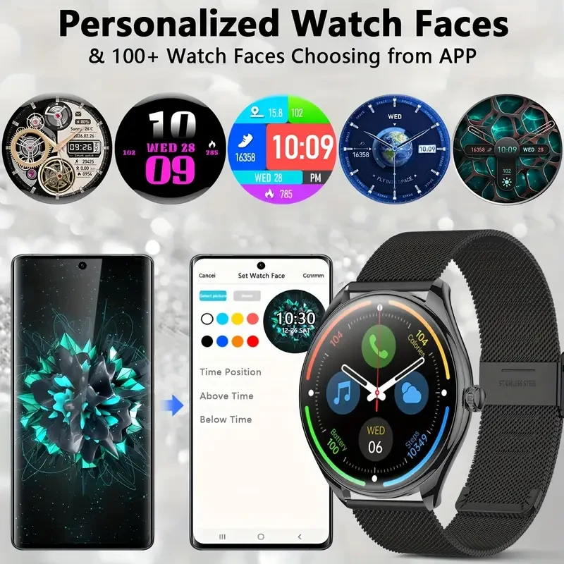 Fenke Ultra-Thin Voice Smartwatch  AMOLED HD Display, Wireless Calling & 100+ Sports Modes