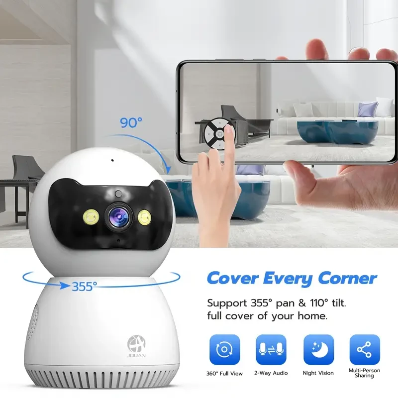 JOOAN 1080P HD Smart Security Camera  PTZ Pan/Tilt/Zoom with Two-Way Audio & Motion Detection