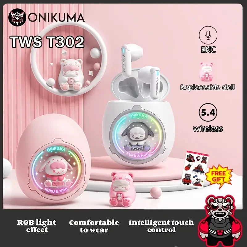 ONIKUMA Wireless 5.4 In-Ear Gaming Headset  No-Latency Audio, Noise-Cancelling Mic & Type-C Charging