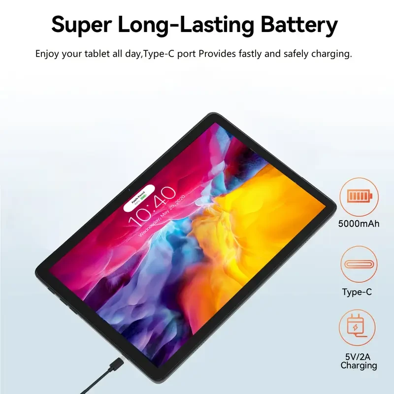 CRELANDER W30 Pro 2-in-1 Android 15 Tablet PC 12GB RAM, 128GB Storage & 10.1-Inch Display