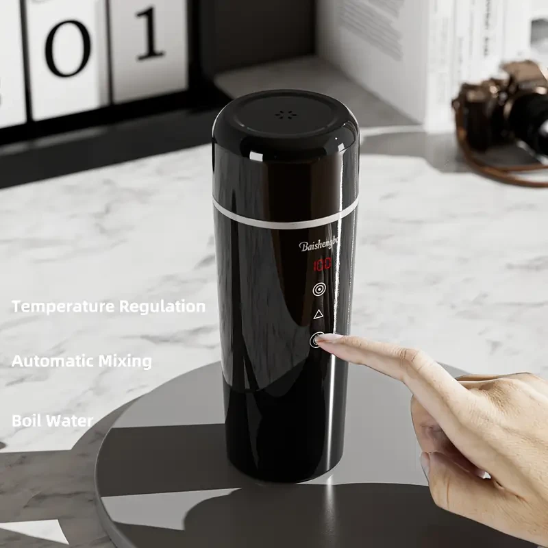 LIZAIOK 12V Portable Electric Kettle (420 ml)  Car Plug, Insulated Travel Cup