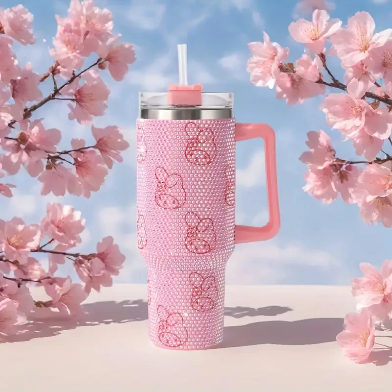 Sanrio 40oz Stainless Steel Insulated Water Bottle  Kuromi, Cinnamoroll & My Melody (Rhinestone Lid)