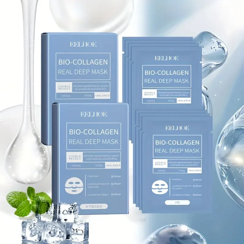 EELHOE Bioc Collagen Brightening Mask (Overnight)  2 Boxes / 8 pcs, Deep Hydration Water-Gel