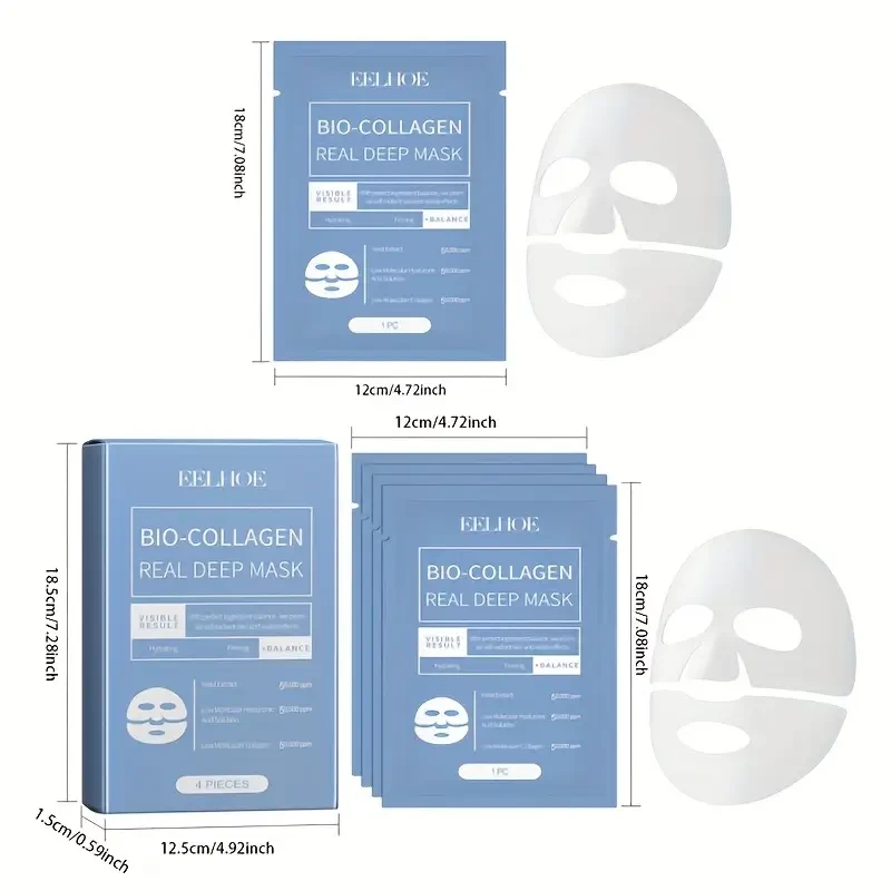 EELHOE Bioc Collagen Brightening Mask (Overnight)  2 Boxes / 8 pcs, Deep Hydration Water-Gel