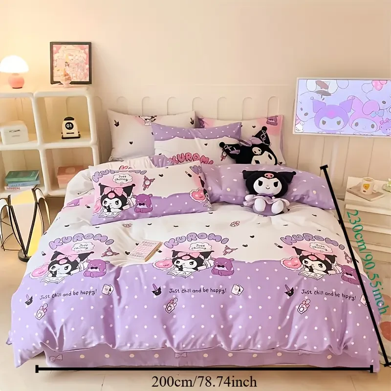 Sanrio 4-Piece Bedding Set Purple Cartoon Theme (200 230 cm)