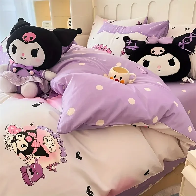Sanrio 4-Piece Bedding Set Purple Cartoon Theme (200 230 cm)