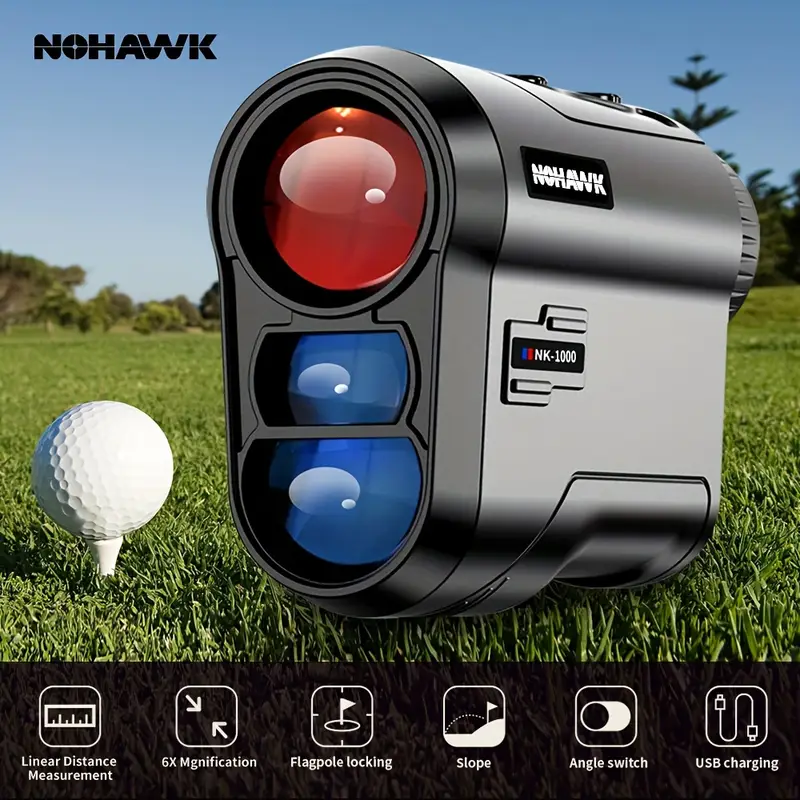 NOHAWK 914.4 m Golf Laser Rangefinder Flag Lock, Slope Compensation, USB-Rechargeable