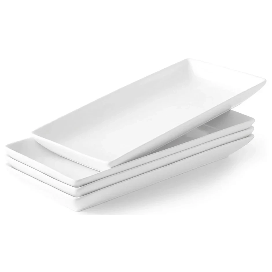 Crockery Rect Deep Platter White 14"