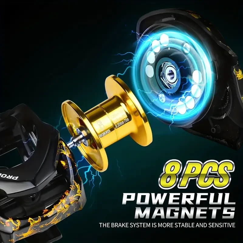 PROBEROS High-Speed Baitcast Reel  7.2:1, 8 kg Max Drag, Aluminum Spool, Magnetic Brake (Ambidextrous)