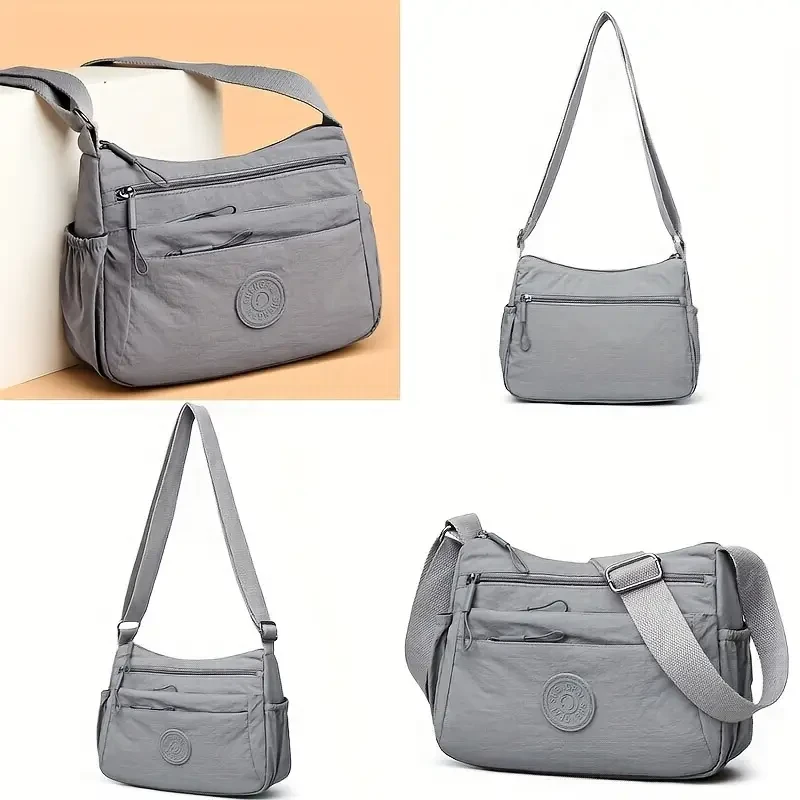 Perfect Lily Adjustable Nylon Crossbody Bag Multi-Compartment Everyday Organiser (Khaki, Red, Purple, Black, Grey)