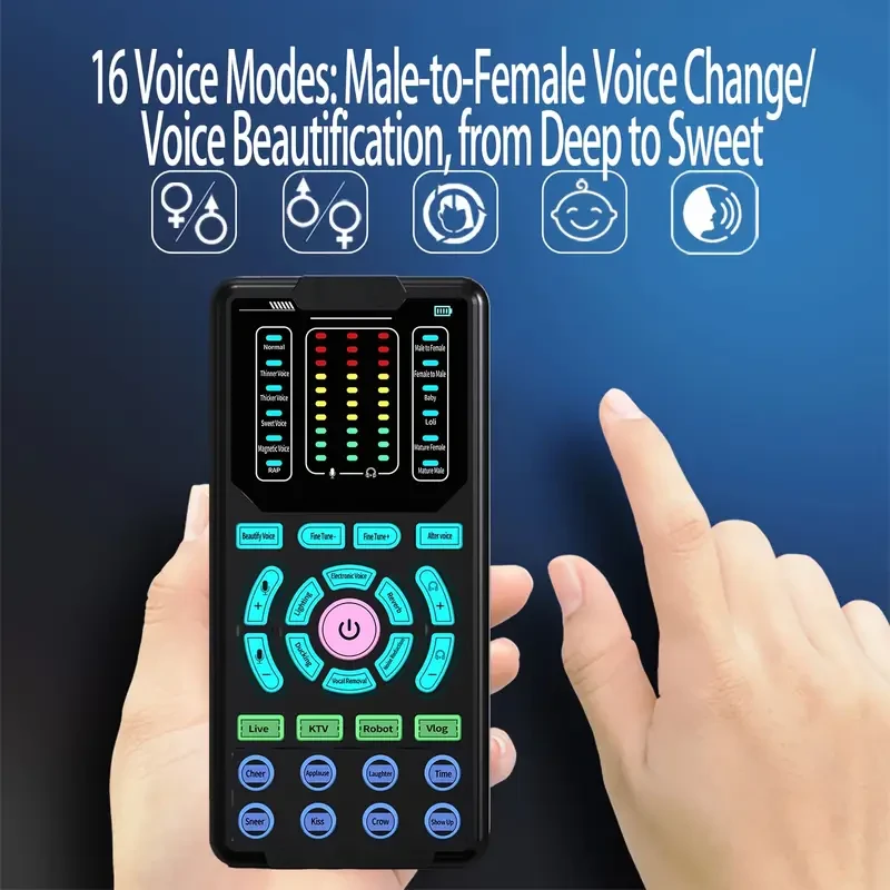 G9 Portable Sound Card Voice Changer  16 Voice Modes, Stereo Output, Earphones Included (Smartphone/PC/Xbox/PS5)