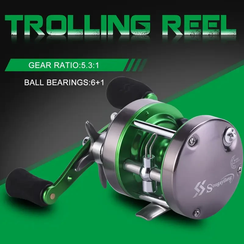 Sougayilang Saltwater Trolling/Spinning Reel  5.3:1, Stainless-Steel Body, Aluminium Spool, Ambidextrous with Adjustable Handle Built for snapper missions and saltwater reliabilit