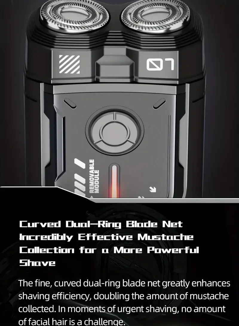 WITZIO Mech World Mens Electric Shaver  Dual Blades, Double-Ring Net, USB-Rechargeable (400 mAh), Portable Grooming Tool with Storage Box