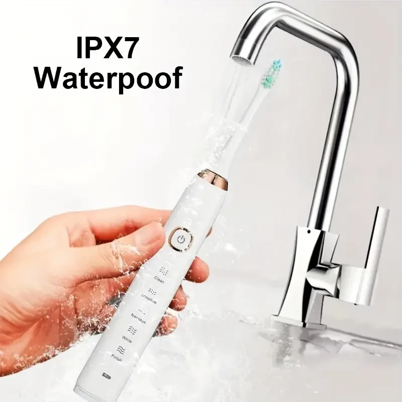 Sarmocare Rechargeable Electric Toothbrush  IPX7, 5 Cleaning Modes, 8 Replacement Heads (USB-C Travel-Ready)