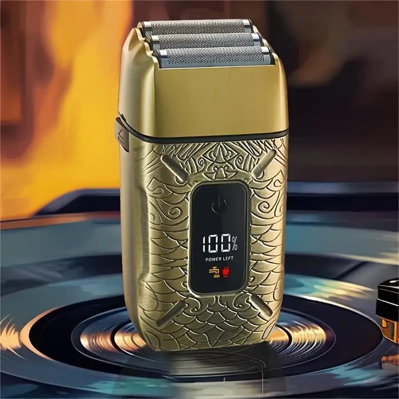 HATTEKER Mens Electric Shaver  3-Blade Floating Foil, LED Display, USB-Rechargeable (1400 mAh)