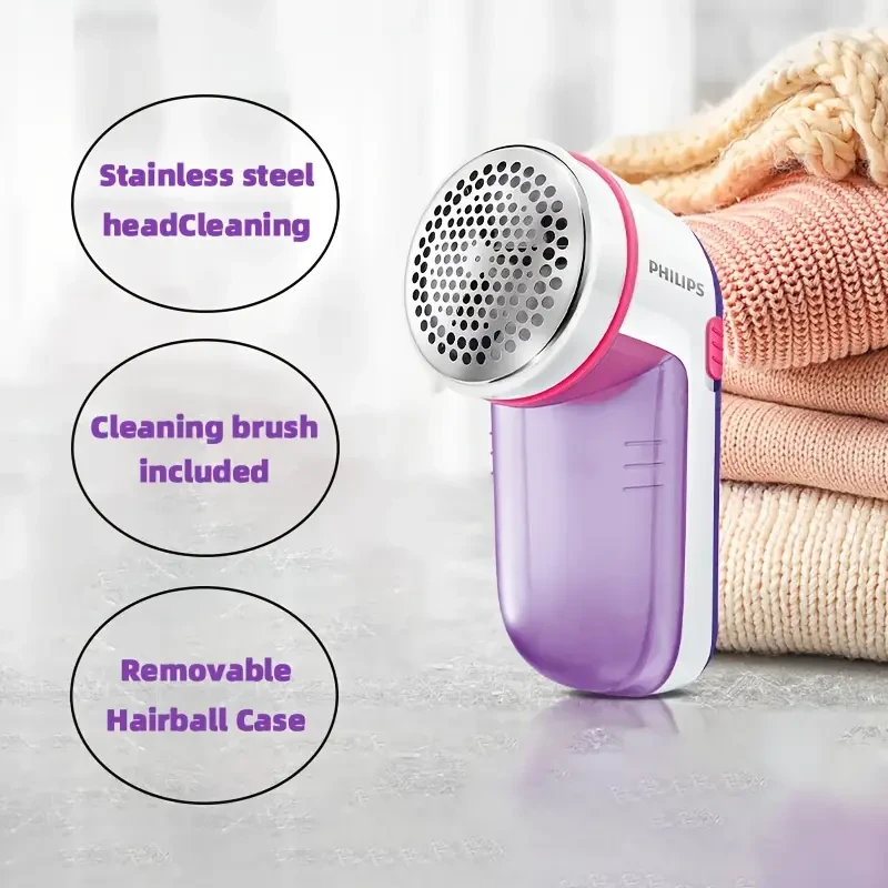 Philips Fabric Lint Remover  8,800 RPM, Large Blade Surface, 3-Size Filter, Easy-Empty Container (Battery Powered)