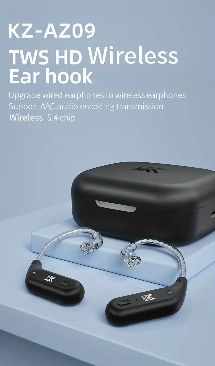 KZ AZ09 TWS Wireless Ear Hook  Bluetooth Adapter for KZ In-Ear Monitors (C-Pin Connector)