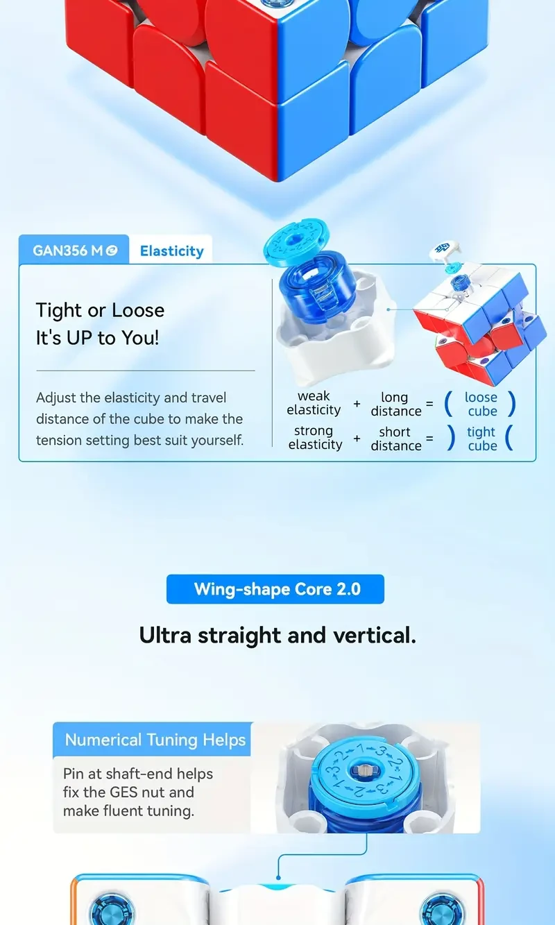 GanCube GAN356M E 33 Magnetic Speed Cube  Stickerless Educational Puzzle (ABS, Mixed Colours)