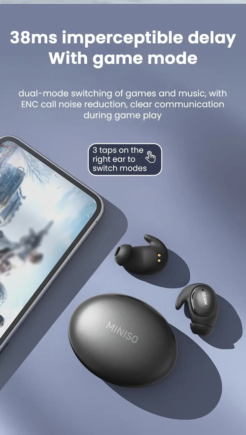 MINISO MS153 Mini Sleeping Earbuds  Low-Profile, Cozy Fit with Noise Reduction & Translation Assist