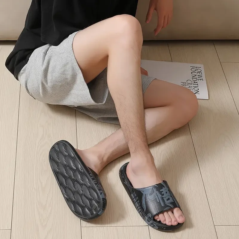 FZT Mens Graffiti Slides  Soft EVA Comfort with Playful Black & White Style