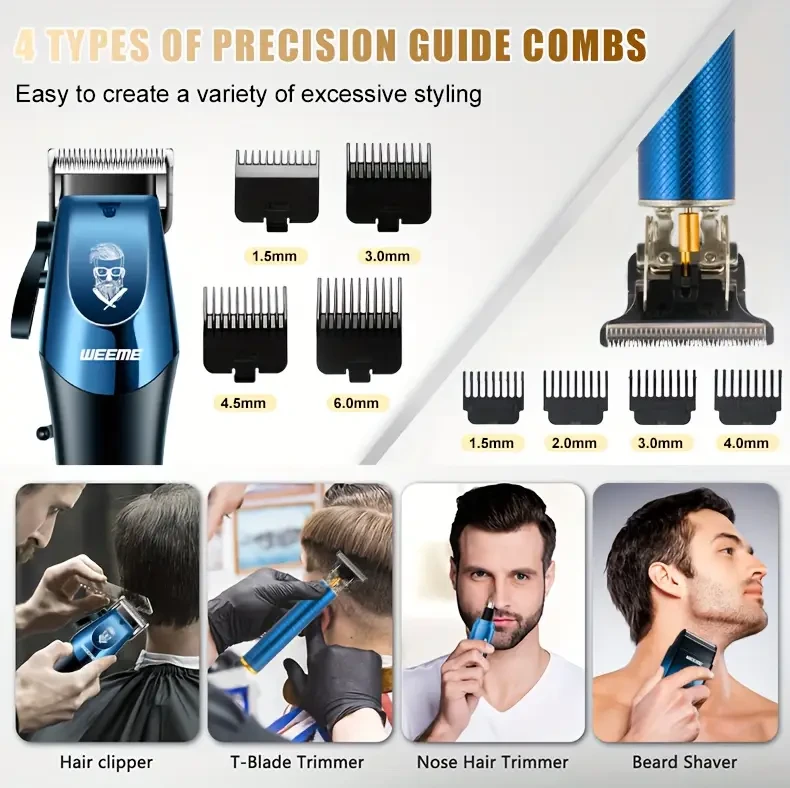 WEEME 4-in-1 Mens Electric Hair Clipper Set  Wireless Grooming, Professional Style, Effortless Confidence
