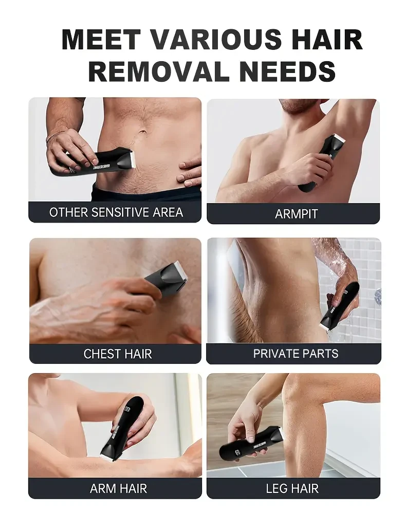 WEEME Mens Body Hair Trimmer Safe, Powerful & Precise Grooming for Every Man