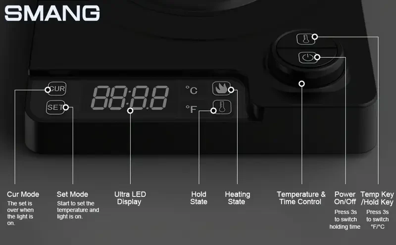 Smang Gooseneck Electric Kettle  Precise Temperature Control & Elegant Brewing Design