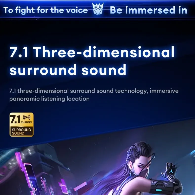 Transformers TF-G10 Gaming Headset  2.4G Wireless, 7.1 Surround & Long Battery Life