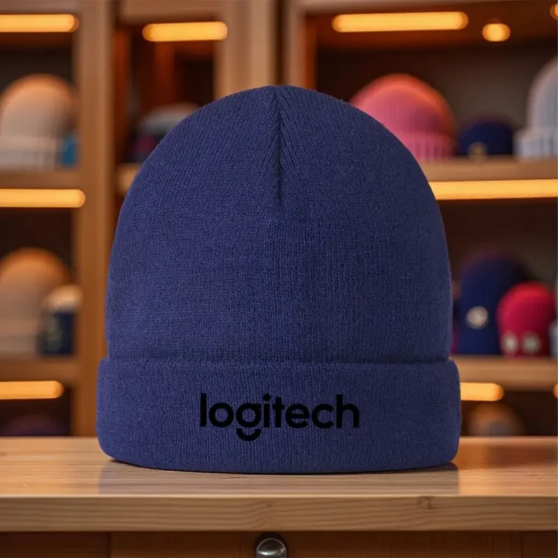Logitech Branded Stretchy Knit Beanie Hat  Warm, Stylish & Officially Branded